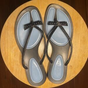 Cole Haan - Slip-on Thong Flip Flop w/ Tiny Bow - Blue and Black - Size 8.5
